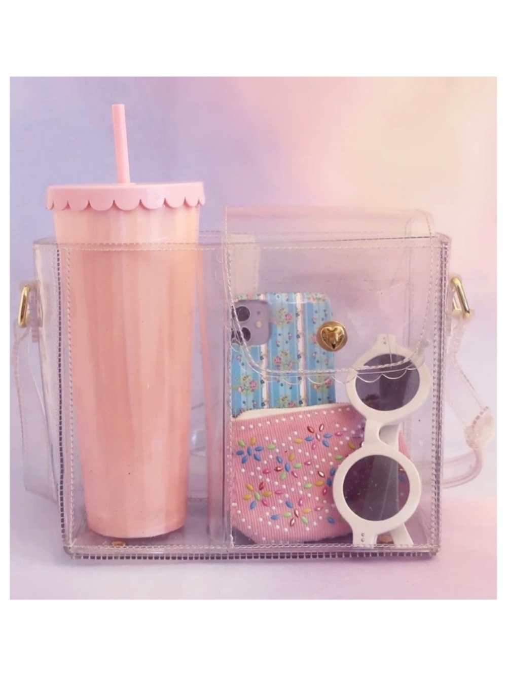 Kate Gabrielle the Ella Bag in Crystal, stadium-safe and cute clear bag